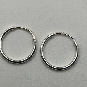STERLING SILVER 14mm HOOP EARRINGS